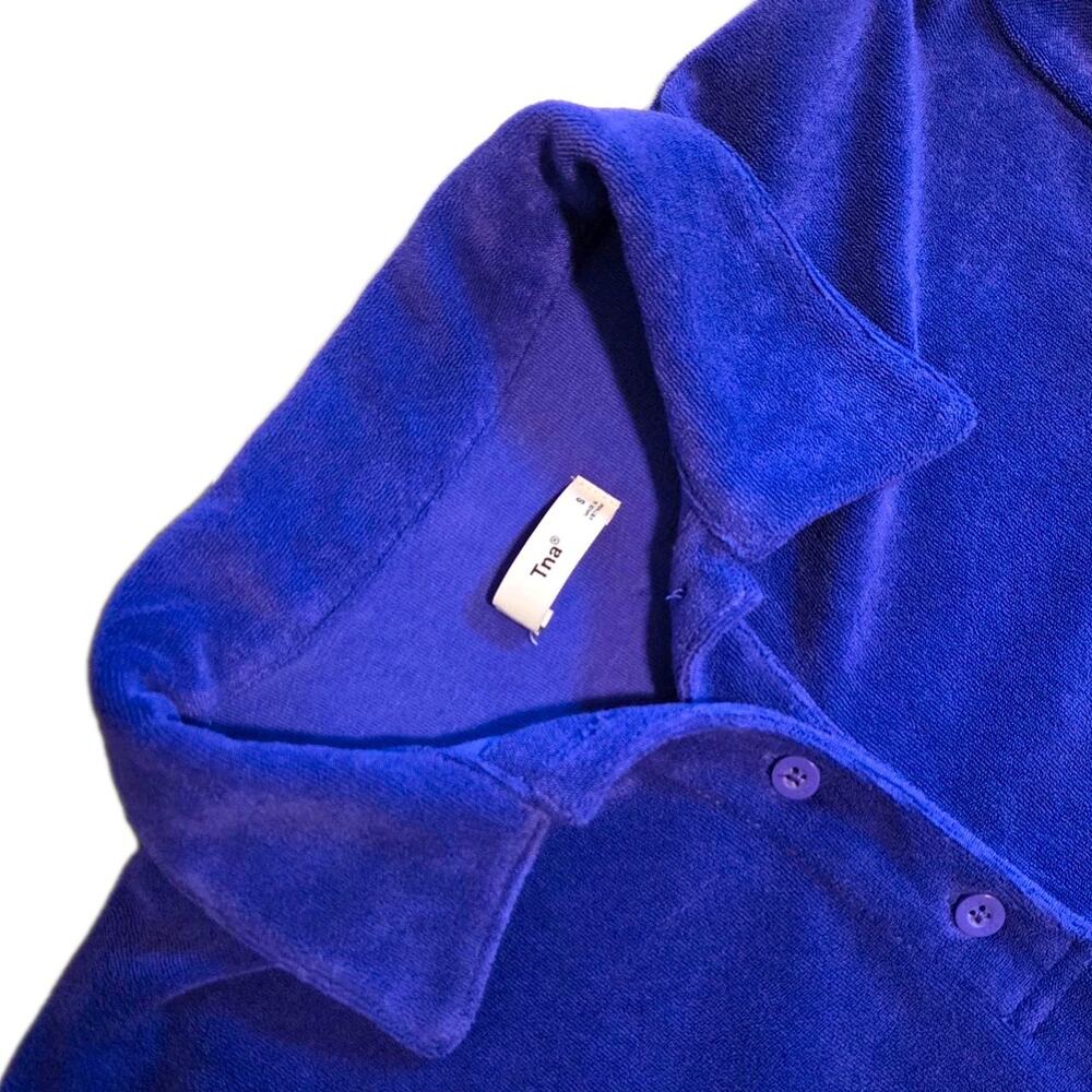 Aritzia TNA Yale Terry Electric Purple Polo Short Sleeve Dress SZ S